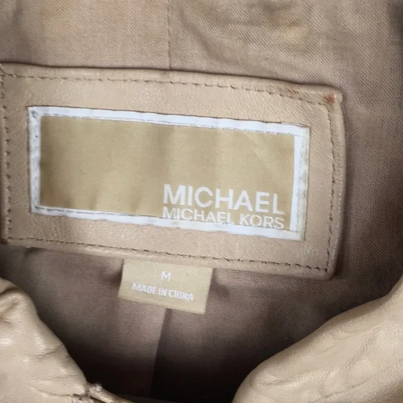 MICHAEL by MK Perforated Tan Leather Jacket - Picture 3 of 5